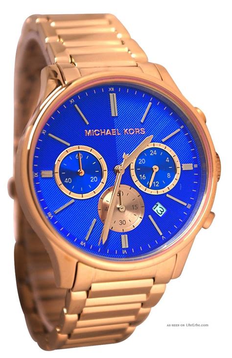 michael kors uhr rosegold blaues zifferblatt